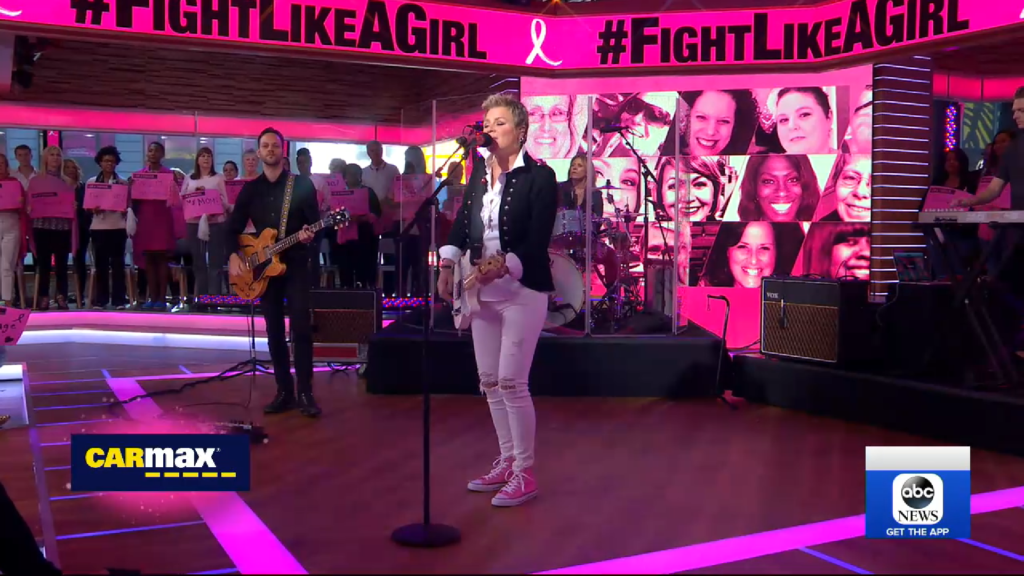 Anita performing her song Fight Like A Girl in the GMA studio